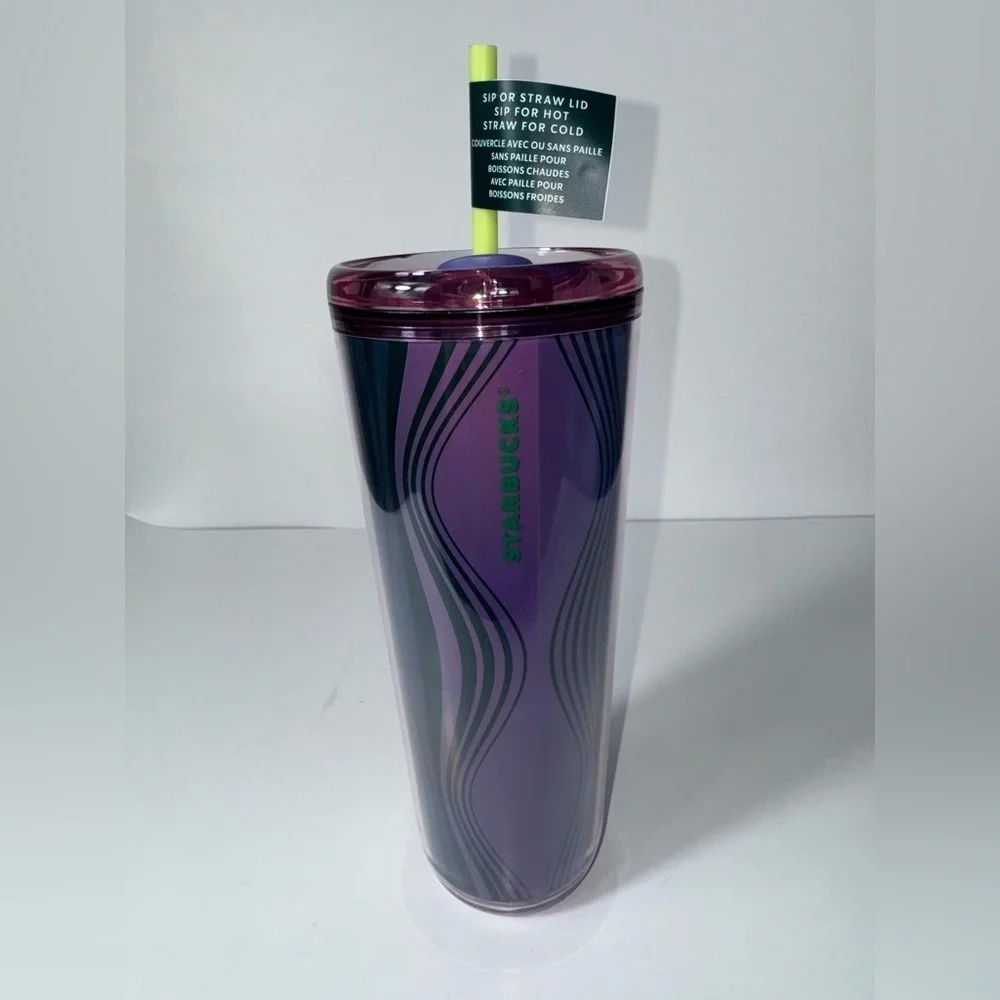 Starbucks 2025 Wavy Green Purple  Hot & Cold Cup Venti Tumbler 24oz